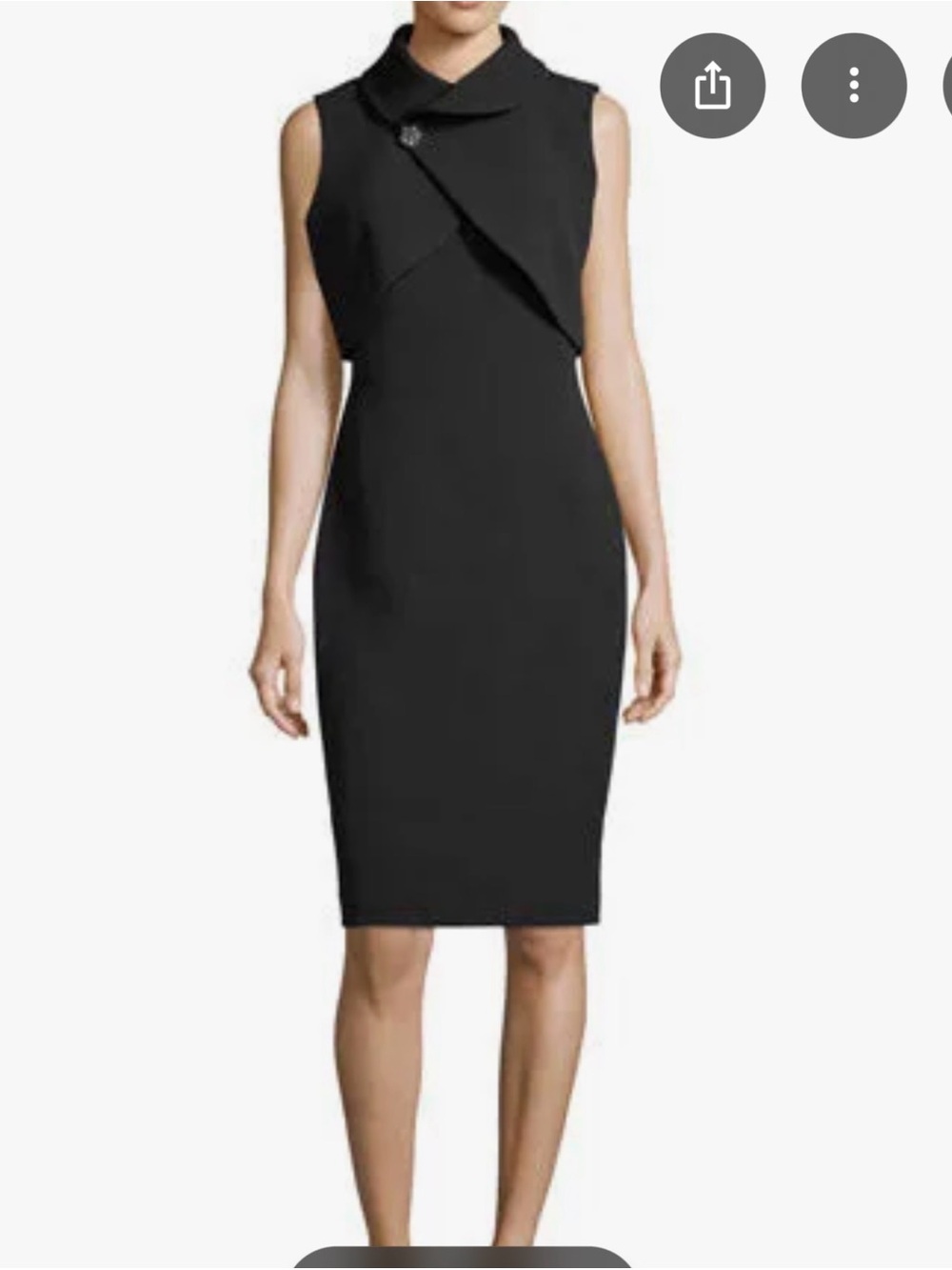 Badgley Mischka Size 8 Black Sheath Dress Sleeveless Asymmetrical Collar - Picture 1 of 8